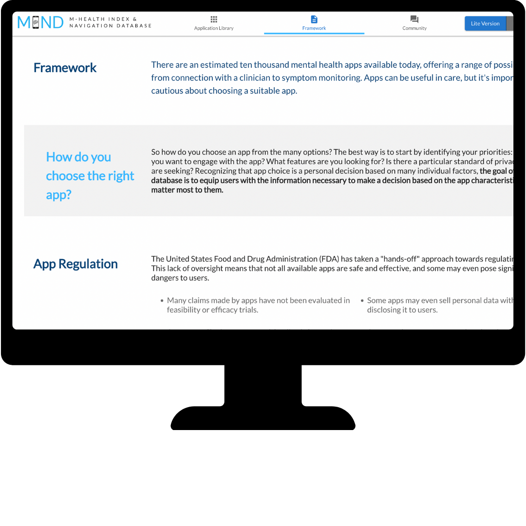 MindApps.org online database on a desktop monitor